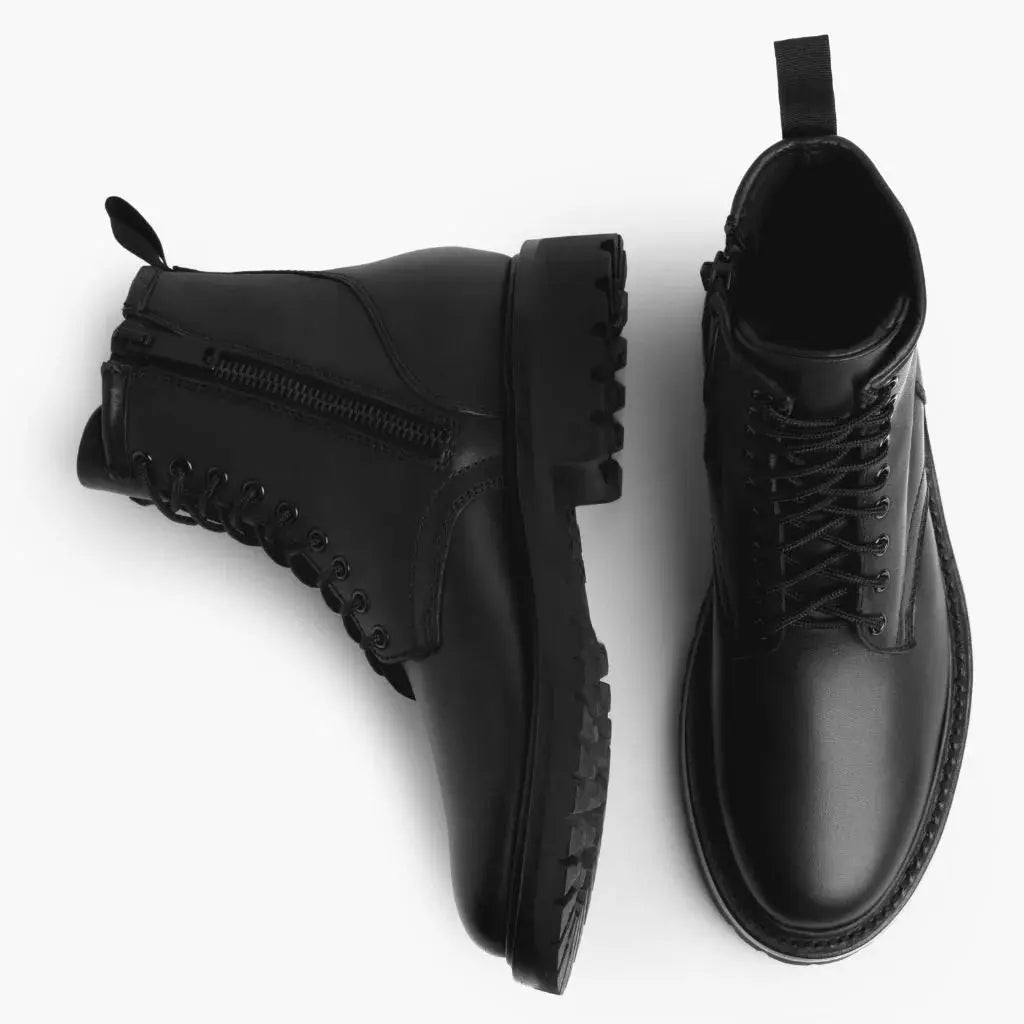 Black Leather Combat Boots HeavenAngels