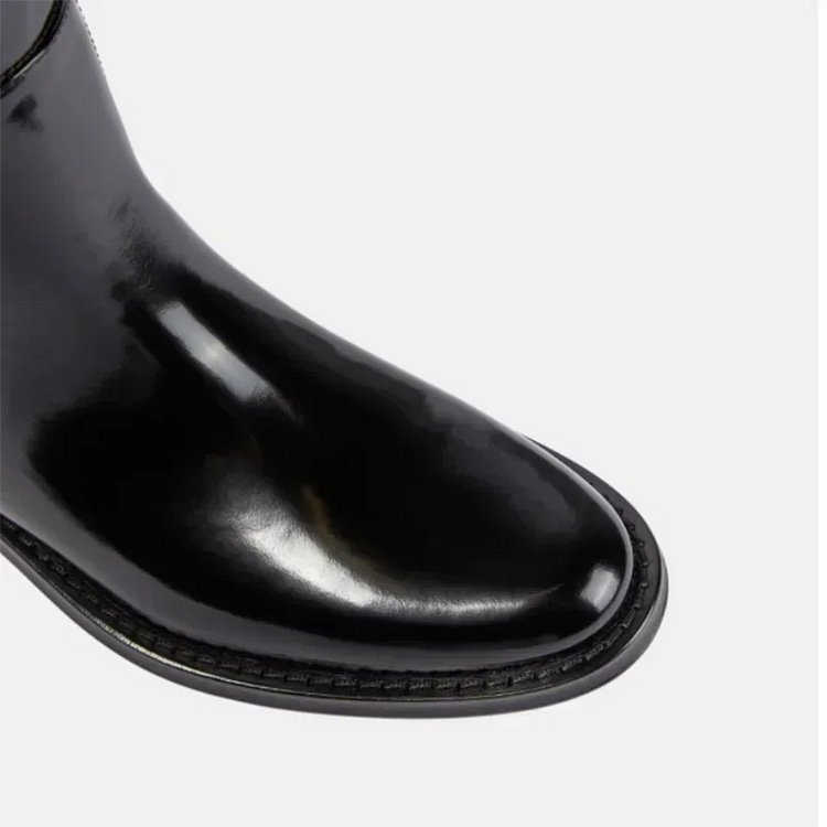 Classic Black Glossy Knee-High Boots HeavenAngels